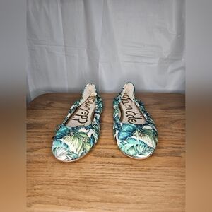 Sam Edelman Felicia Ballet Flats Green Palm Leaves Size 6.5